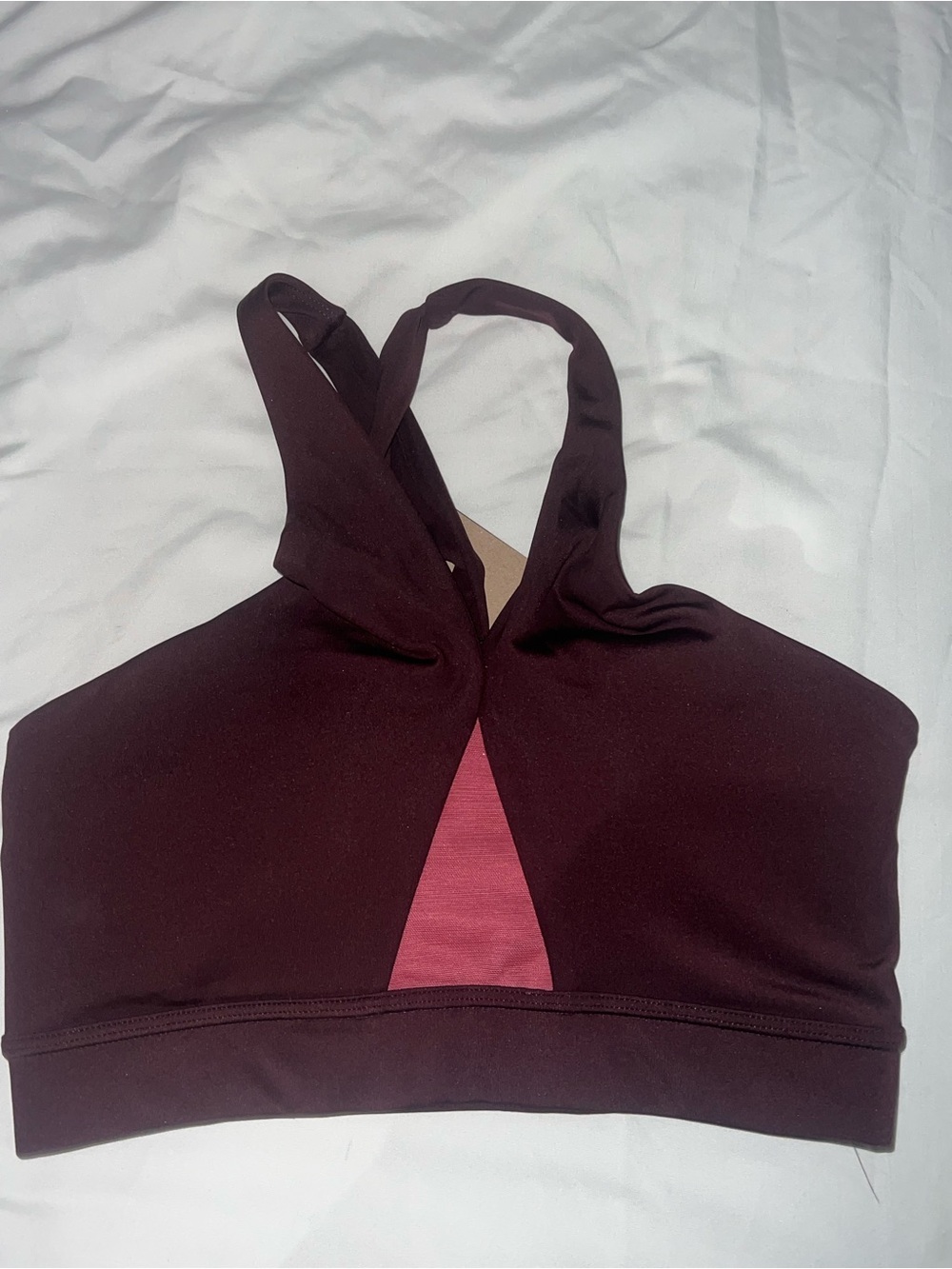 NWT Nike Burgundy Sports Bra with Pink Accent